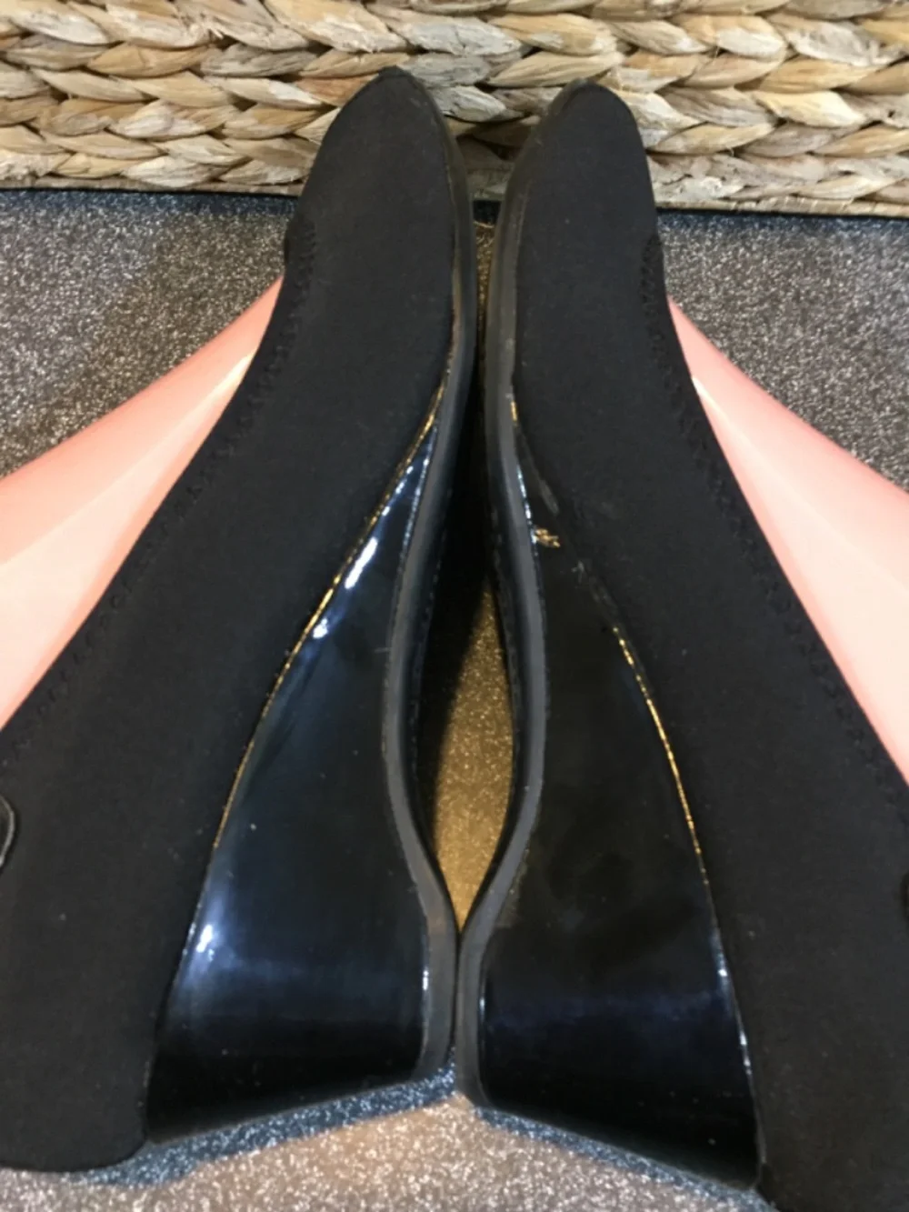 Anne Klein Sport Black Peep-Toe Wedge Heels